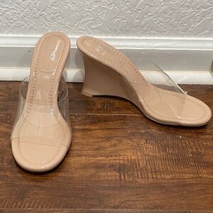 Clear and Nude Wedge Sandals